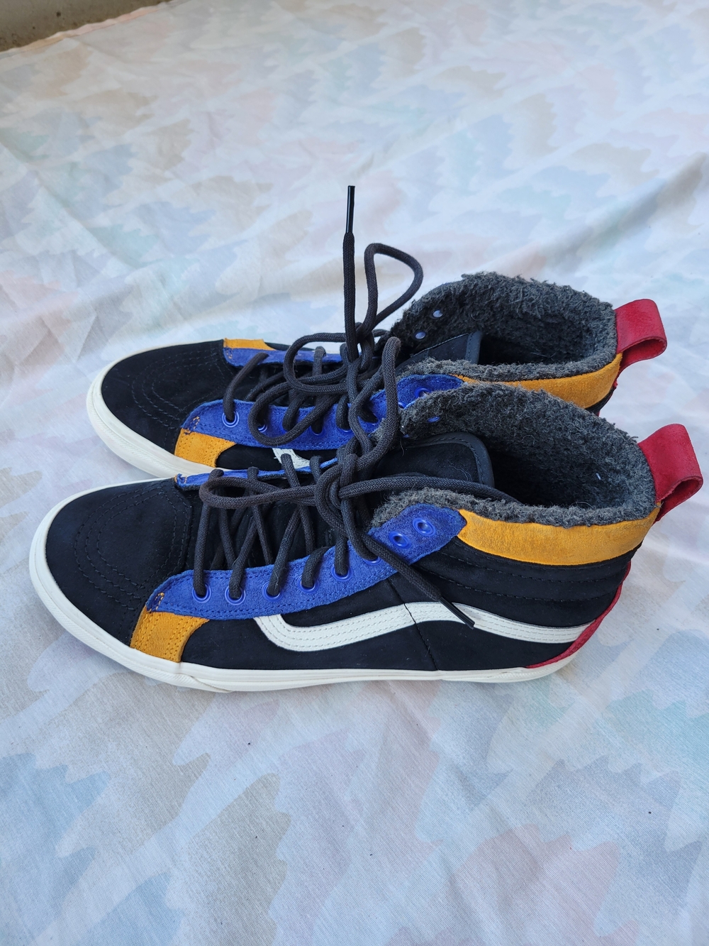 Vans High-Top Sneakers in Black, Blue, Yellow & Red Men's 10